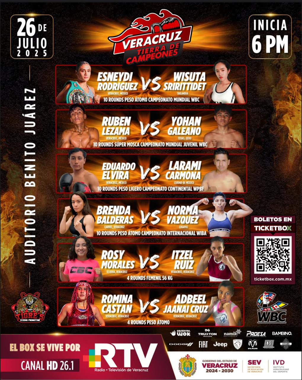 Veracruz vibra con “Tierra de Campeones”: boxeo internacional y orgullo jarocho se dan cita este 26 de julio