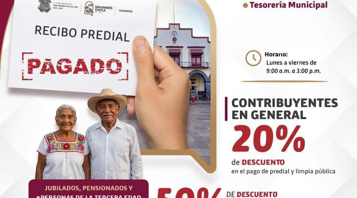 Invita Gobierno Municipal a seguir aprovechando descuentos al pago del impuesto Predial